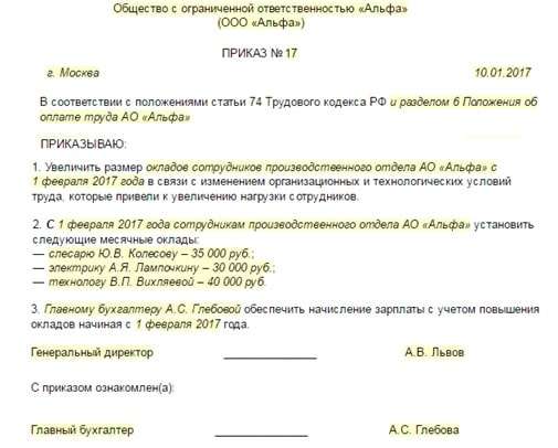 Приказ на изменение штатного расписания в связи с увеличением мрот 2022 образец